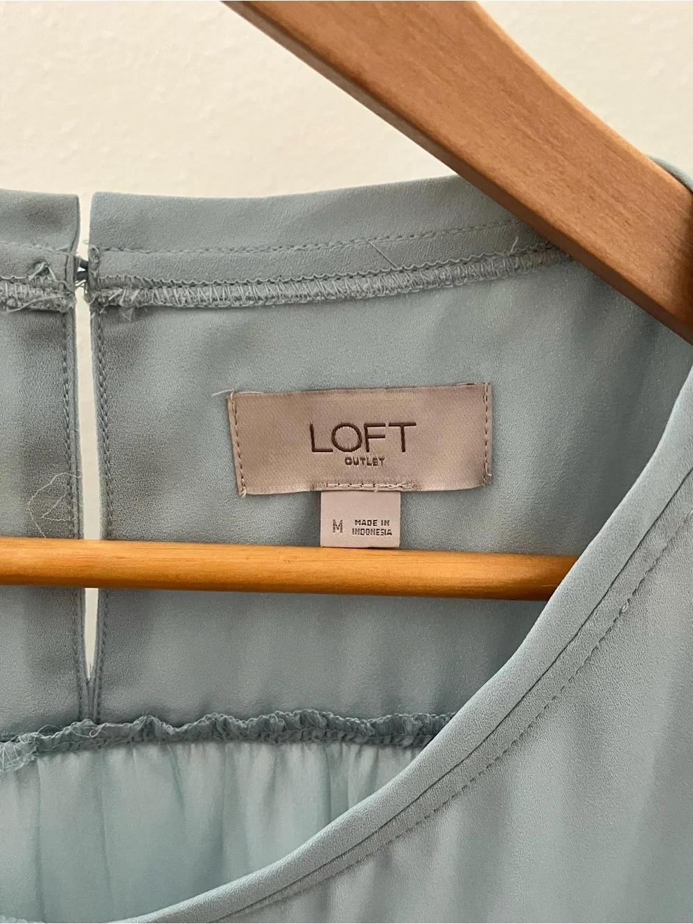 LOFT Light Blue Long-Sleeve Pleated Yoke Blouse